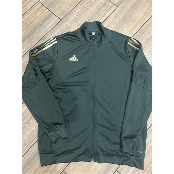 Men's Adidas Tiro Track Jacket Green Climalite Polyester Full Zip Size XL - Picture 1 of 6